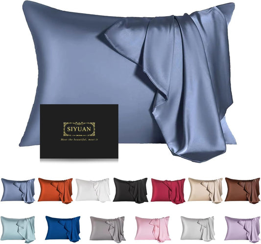 Mulberry Silk Pillowcase for Hair and Skin,Cooling Silk Pillow Case with Hidden Zipper,Allergen Proof Dual Sides Soft Breathable Smooth Silk Pillow Cover for Women (Grayish Blue, Toddler)