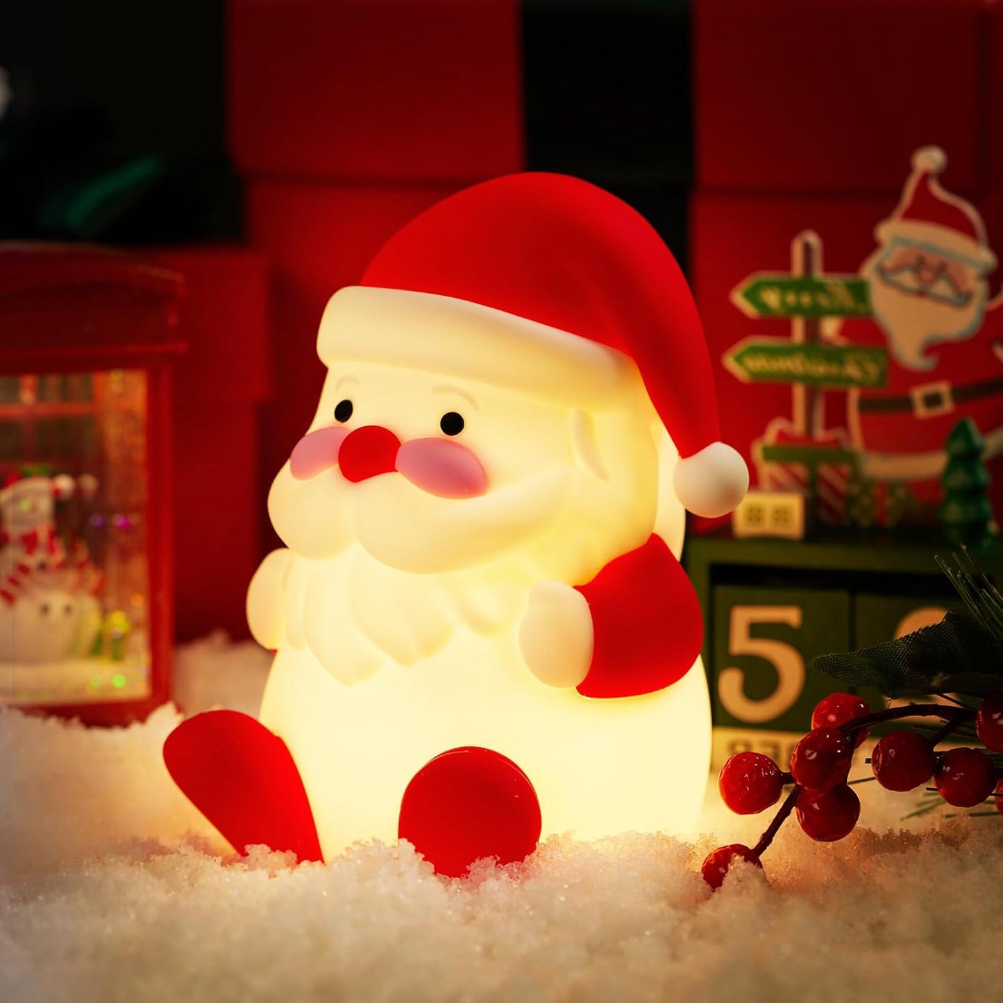 Rechargeable LED Christmas Gift Night Light - 3 Level Dimmable Touch Lamp for Nursery and Kids Room Decor - Perfect Sleep Aid and Gift
