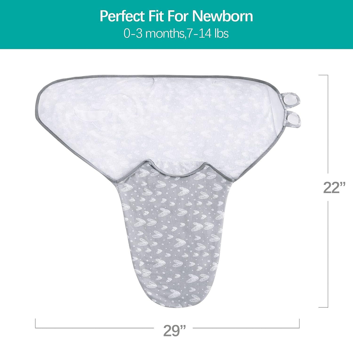 Biloban Baby Swaddles 0-3 Months for Boy & Girl, Cotton Swaddle Blanket, Newborn Essentials, Lovely Grey Print, 4 Pack