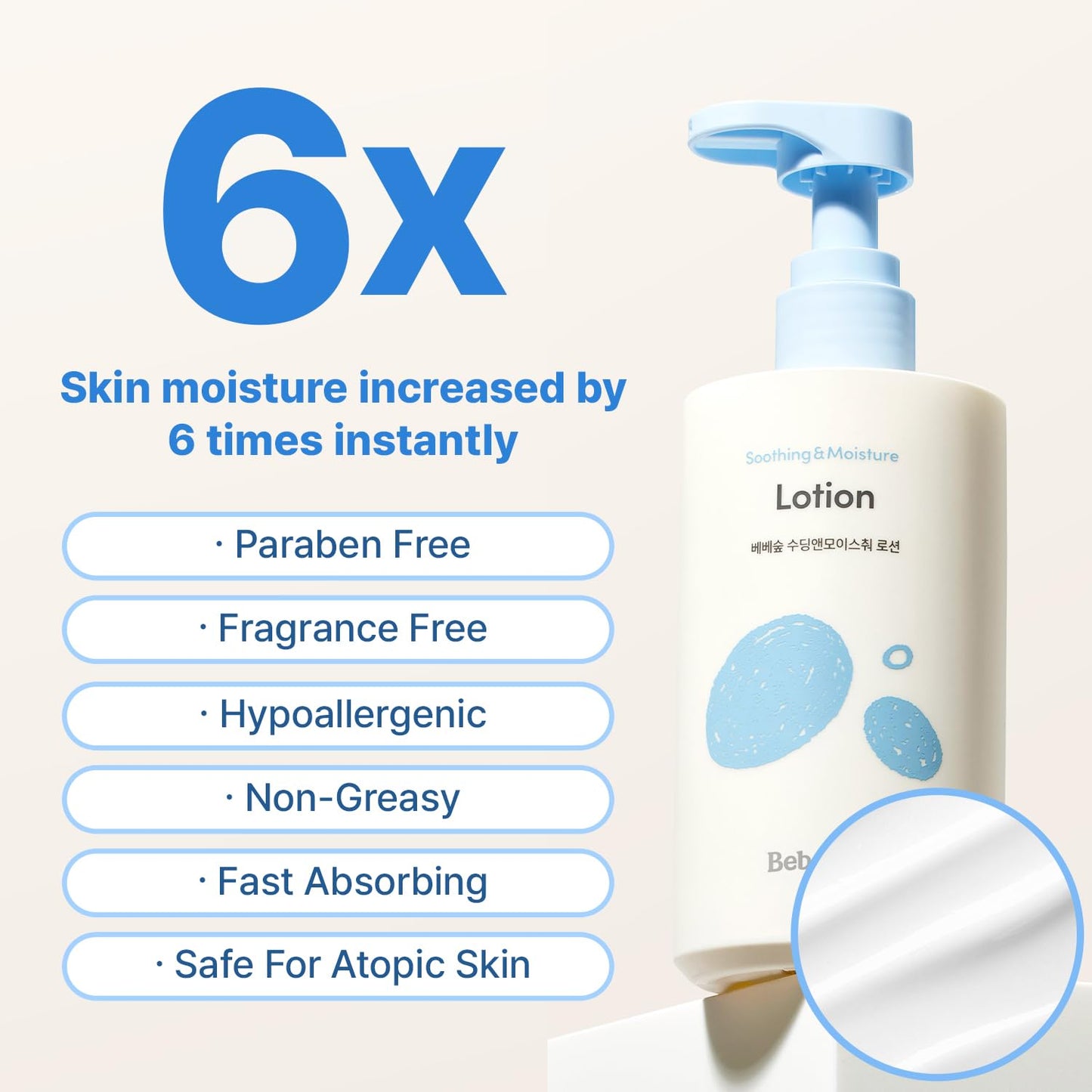 BEBESUP- 베베숲 Daily Hydration Baby Lotion | Korean Skincare for Sensitive & Atopic Skin 100-Hour Hydration Organic Rice & Ceramide Formula Hypoallergenic Fast Absorbing 10.14 fl. oz