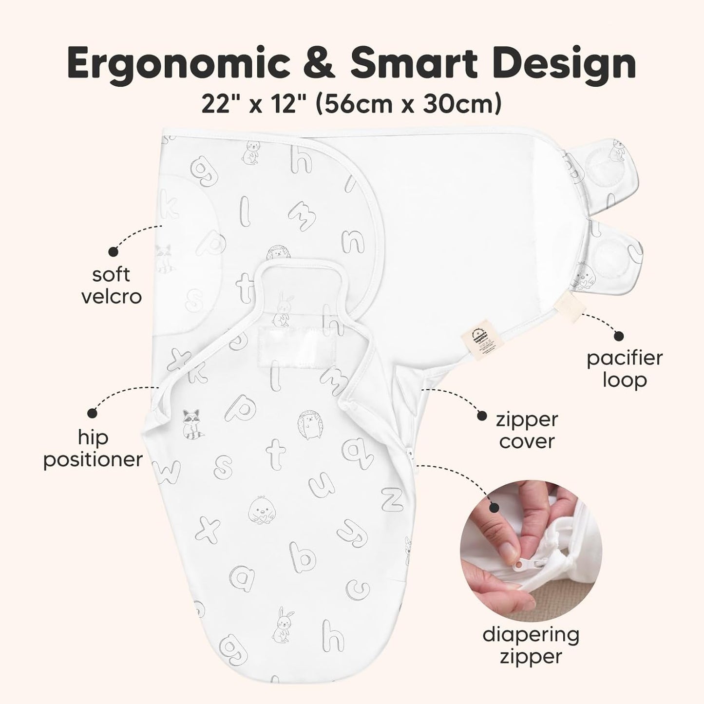 Baby Swaddle Sleep Sacks with Zipper - 3-Pack Swaddles for Newborns 0-3 Months, Infant, Baby Girls, Boys, Soft & Durable Newborn Sleep Sack, Easy Diaper Change Swaddling Blanket (ABC Land Rose)