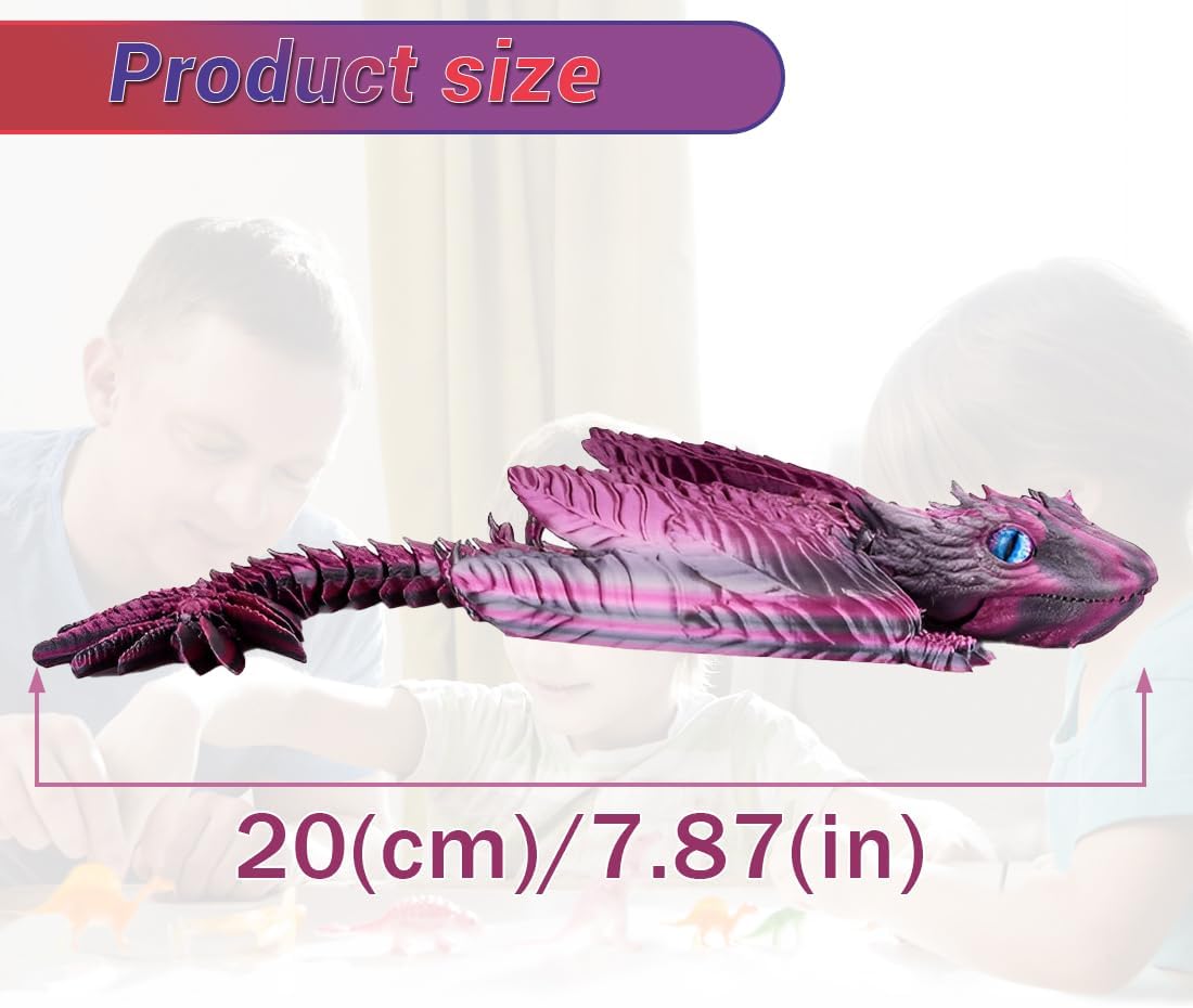 3D Printed Dragon, Feathered Wyvern Dragon, Articulated Dragon, Fidget Dragon Toys for Adult, Home Office Decor Executive Desk Toy