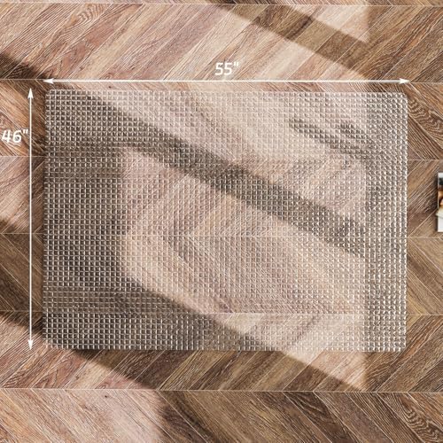 GLSLAND 46"x55" Tempered Glass Chair Mat – Checkered Patterned Desk Mats - Image 2