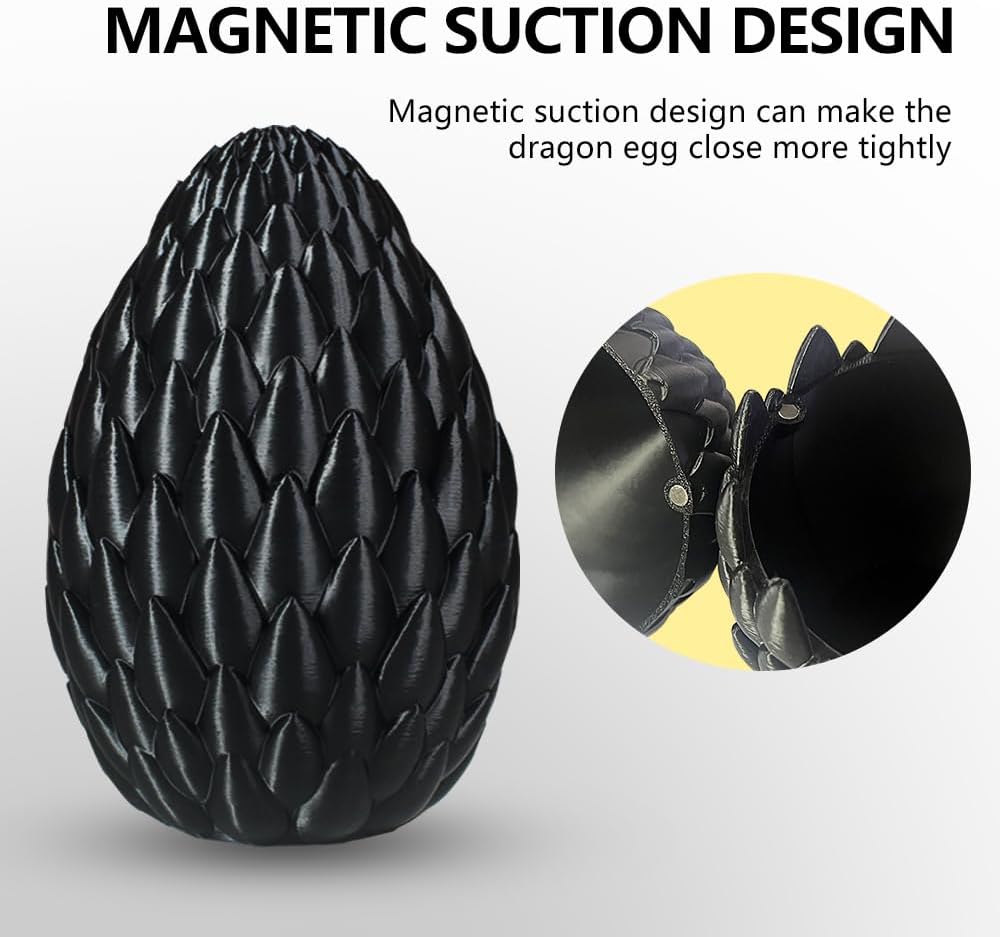 Dragon Eggs with Dragon Inside, 16.5 Inch Large 3D Printed Dragon Egg Articulated Dragon Crystal Dragon Executive Desk Toys Fidget Toy for Autism/ADHD (Gold, with Egg)