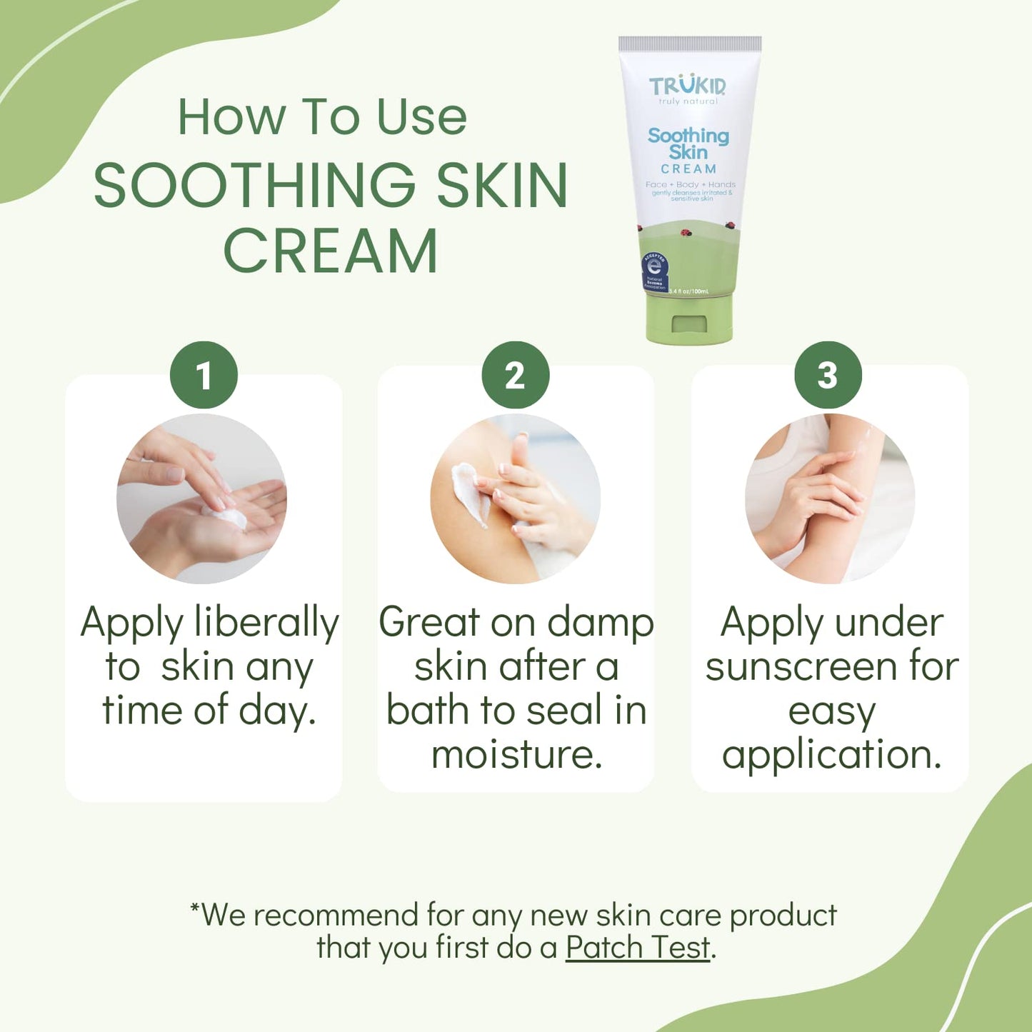 TruKid Natural Eczema Cream for Kids, Toddlers & Babies, NEA-Accepted for Eczema, Safe for Sensitive Skin on Face, Body, & Hands, Unscented, Hydrates & Moisturizes Irritated & Itchy Skin, 3.4oz