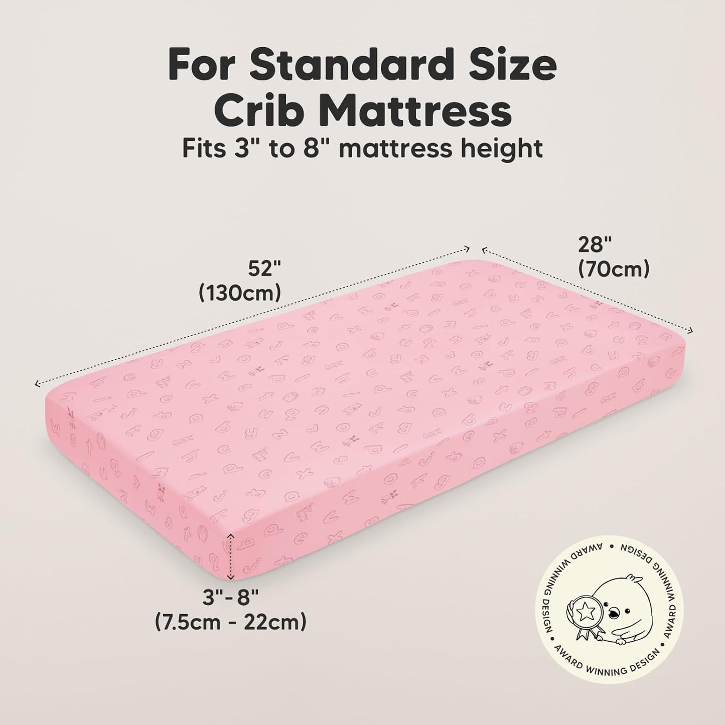 KeaBabies 2-Pack Organic Crib Sheets for Boys, Girls - 52x28 Fitted Crib Mattress Sheet Neutral, Breathable Jersey Cotton Cover for Baby Bed, Toddler Mattress, Soft & Cute Prints (ABC Land Rose)