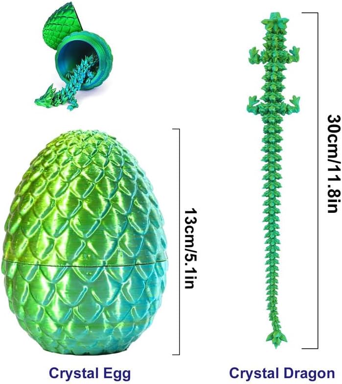 Easter Eggs, 12In Boys Dragon Toys, 3D Printed Dragon Eggs with Articulated Dragon Inside, Dragon Surprise Eggs Fidget Toys, Executive Desk Toys, Easter Egg Fillers Easter Gifts for Kids (Laser Red)