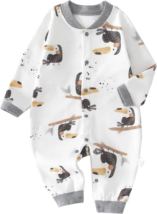 100% Organic Cotton Soft 3-24 Months Baby Romper Jumpsuits for Boys and Girls Unisex Long Sleeve