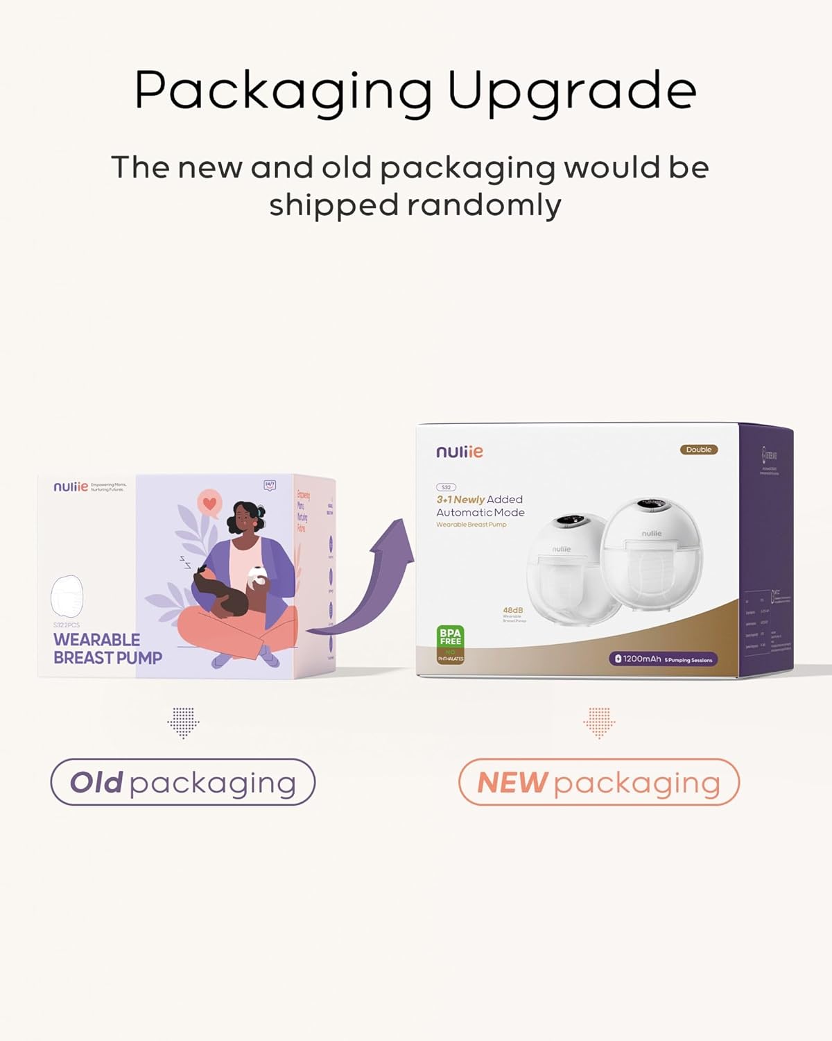 Nuliie Hands-Free Breast Pump, Wearable Breastfeeding Pump 4 Modes 9 Levels with 18/21/24MM Flange, Electric Breast Pump Portable, Replaced Pumping Accessories Included (Ghostwhite, 2 Packs)