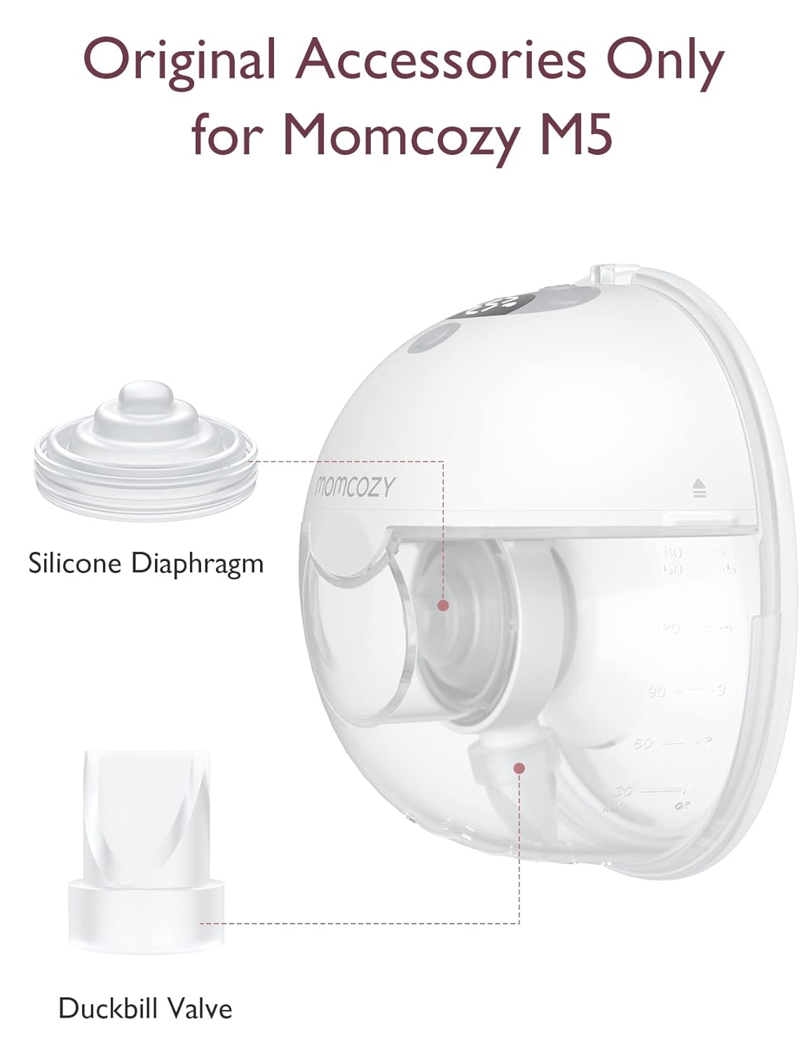 Momcozy Duckbill Valves & Silicone Diaphragm Compatible with Momcozy M5. Original Momcozy M5 Breast Pump Replacement Accessories, 1 Pack