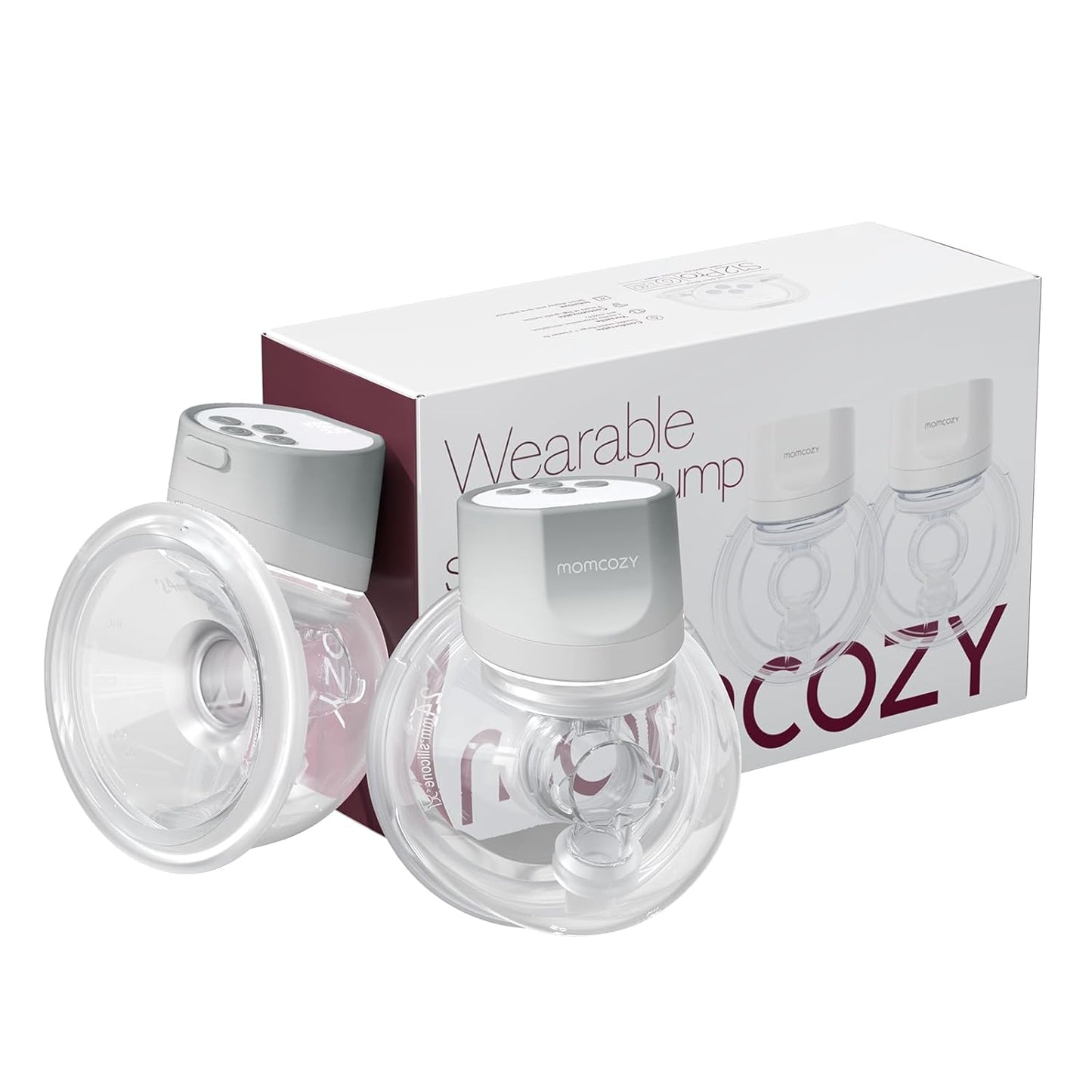 Momcozy Hands-Free Breast Pump S12 Pro, Wearable & Portable Pump with Soft DoubleFit Flange, 3 Modes | 9 Levels Double Electric Pump, Smart Display, 24mm, 2 Pack Cozy Grey