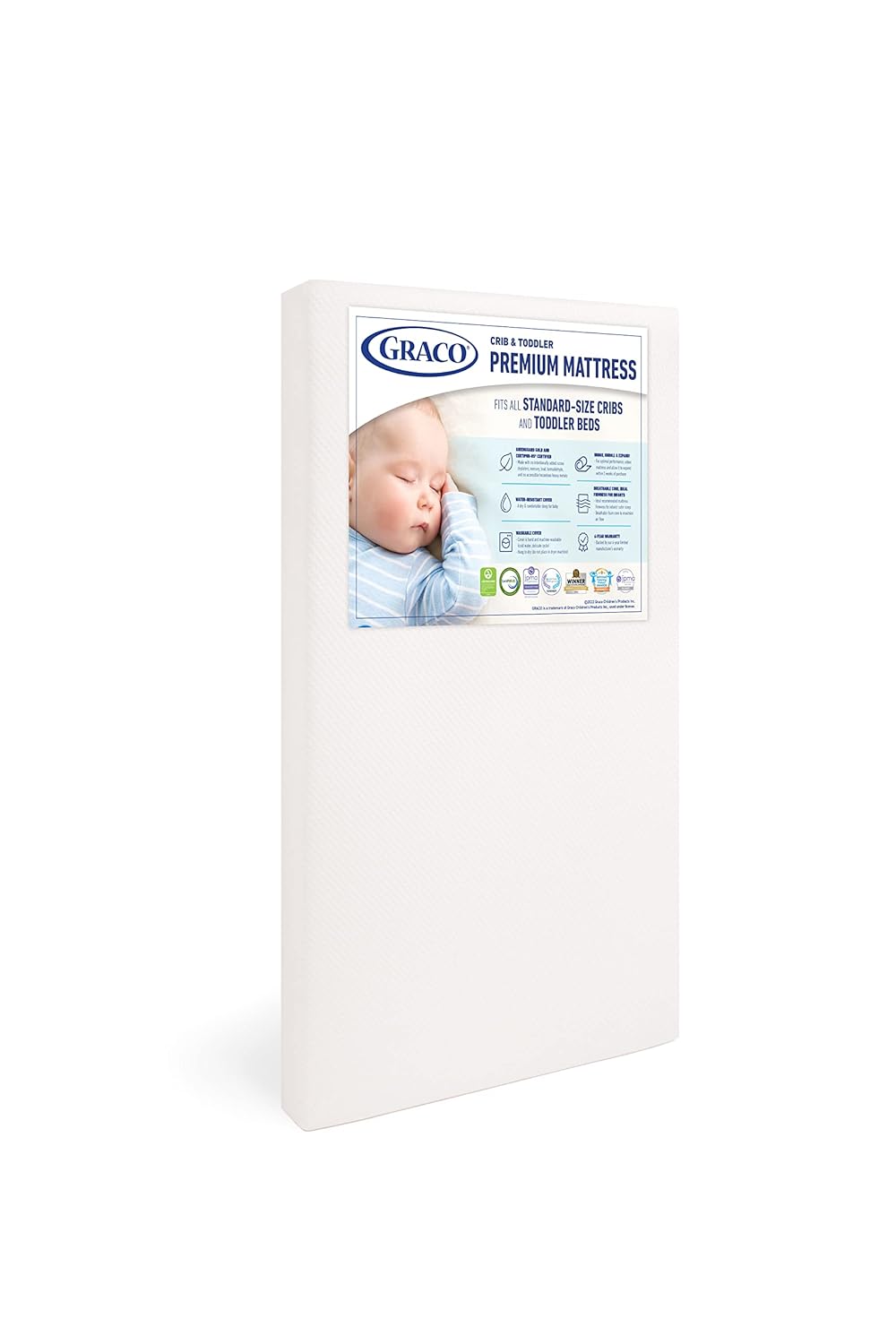 Graco Wilfred Crib and Mattress Nursery Essentials Pack (Pebble Gray) – GREENGUARD Gold Certified Baby Crib & Crib Mattress, Cribs with Mattress Included, Convertible Crib, Baby Mattresses for Crib