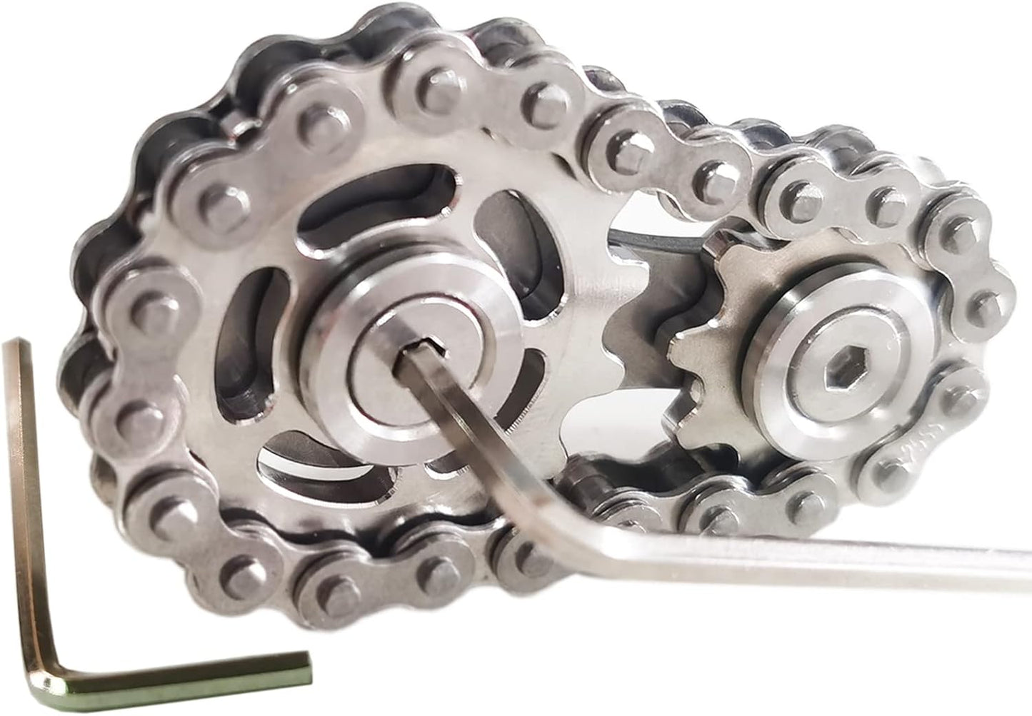 Sprocket Fidgets Chain Stainless Steel Fidget Cube Gears Linkage Bike Chain Novelty Fidget Block Kinetic Desk Toy Metal EDC Focus Meditation Break Bad Habits ADHD (Silver)