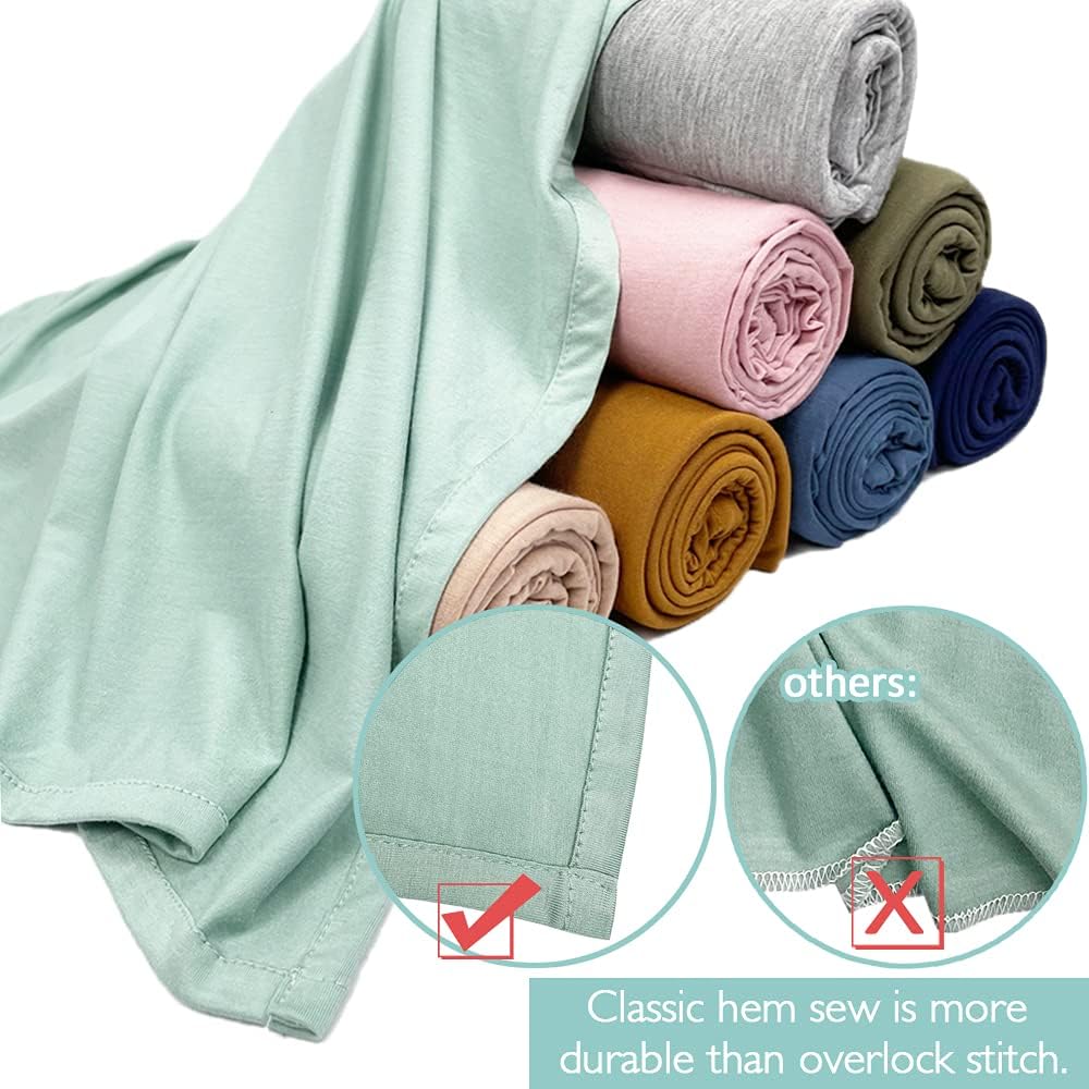 OWLOWLA Swaddle Blanket and Hat Set Newborn Swaddle Wrap Baby Receiving Blanket for Baby Boys Girls(Baby Blue)