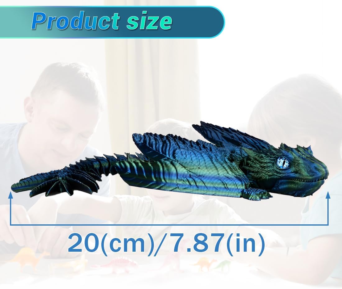 Feathered Wyvern Dragon, 3D Printed Dragon, Articulated Dragon Fidget Toy, 3D Dragon with Wings, Adult Anxiety Relief Desktop Toys for Home Office Decor