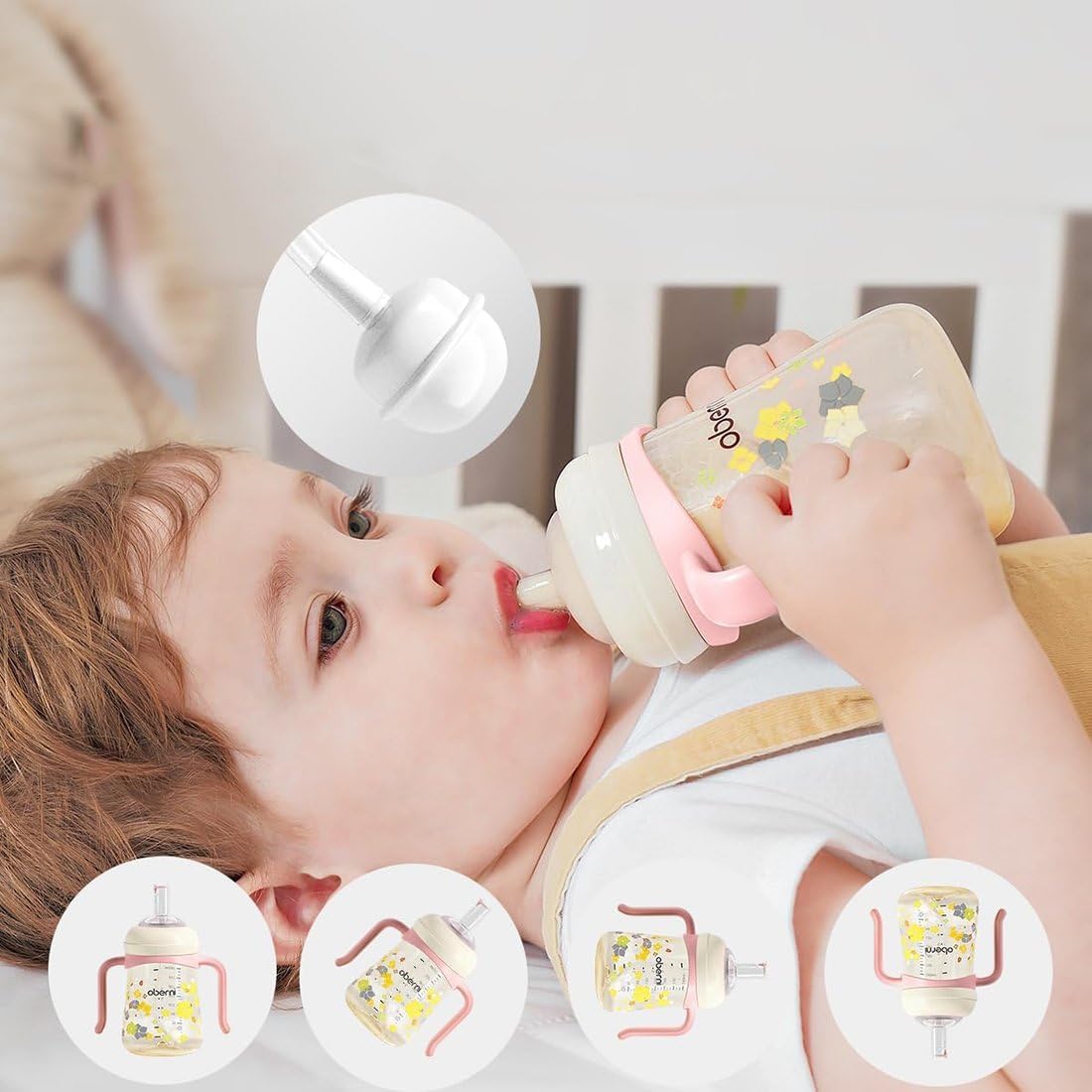 Toddler Sippy Cup 10oz, Weighted Straw Baby Drinking Water Bottle with Valved Spout for 6+ Months, 300ml/Orange/2Pack
