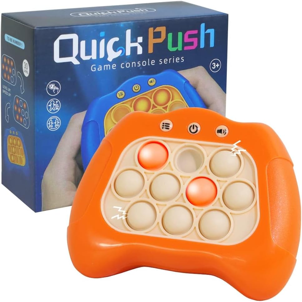 Light Up Bubble Fidget Toy, Electronic Quick Push Game Console, Birthday Gifts for 6 7 8 9 10-12 Year Boys and Girls, Handheld Puzzle Game Sensory Toys for Family Party
