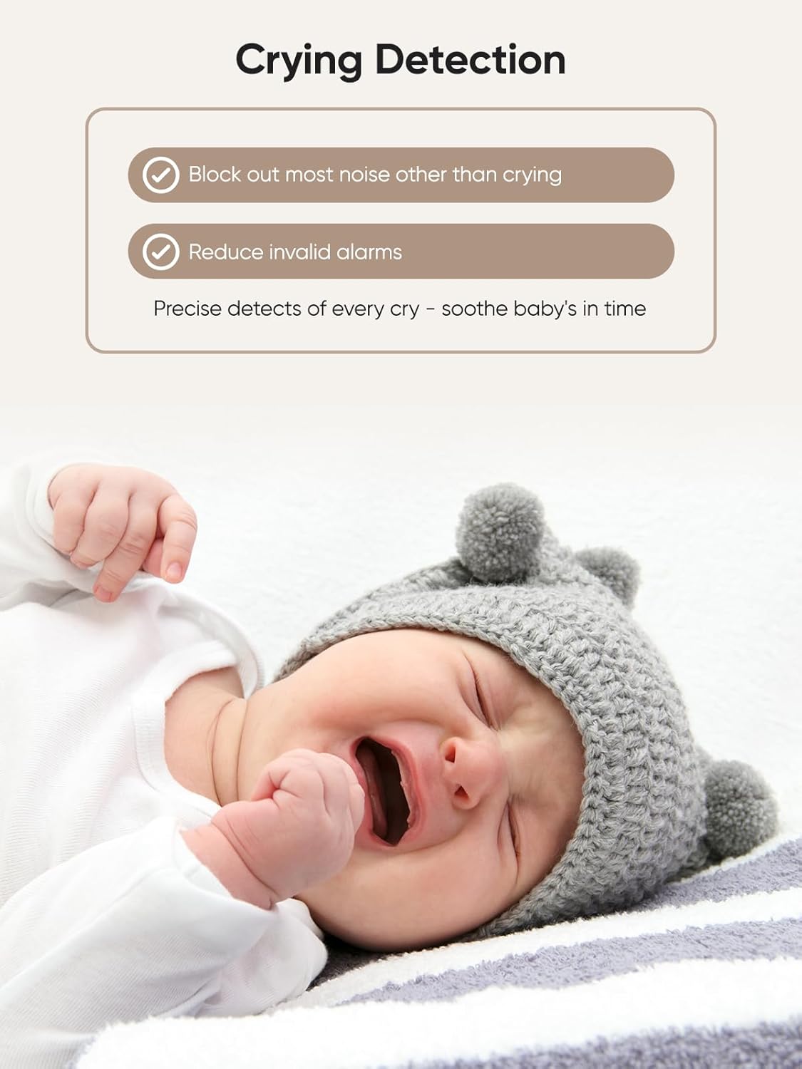 bonoch Add-on Baby Camera Unit for BBM14/BBM16, 1440p HD Video Baby Monitor Camera No WiFi, Security Split-Screen, Auto Night Vision, 4X Zoom, 2-Way Audio, Temperature Sensor, 3 White Noise 3Lullabies