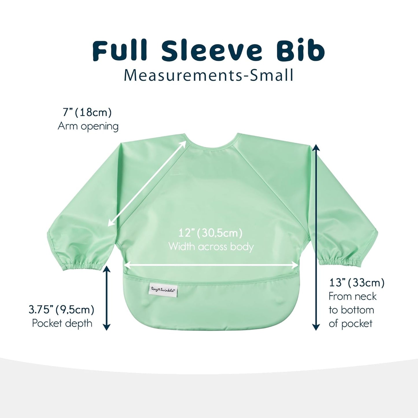 Tiny Twinkle Mess Proof Baby Bibs, 2pk Waterproof Smock Baby Bibs for Eating, Machine Washable Long Sleeve Bibs, Baby Led Weaning, Toddler Bibs, BLW Supplies (Mermaid, Small 6-24 Months)