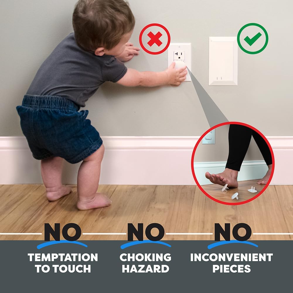 Child Resistant Outlet Cover (6-pack | White) | Decora GFCI Wall Plate | Sliding Door that Locks | Safe & Stylish | Patented Design | Made in the USA | Quick & Easy Installation | Socket Shield