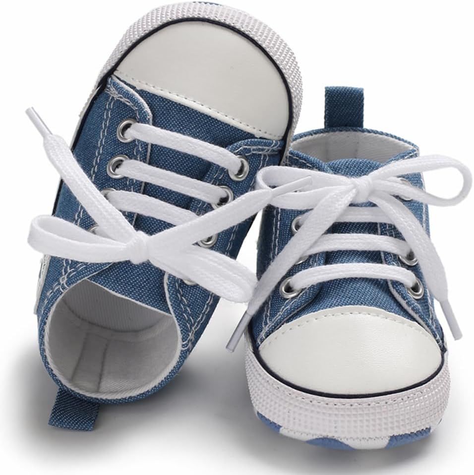 Unisex Baby Girls Boys Canvas High-top Shoes, Newborn Infant Anti-Slip Soft Sole Frist Walking Breathable Sneakers