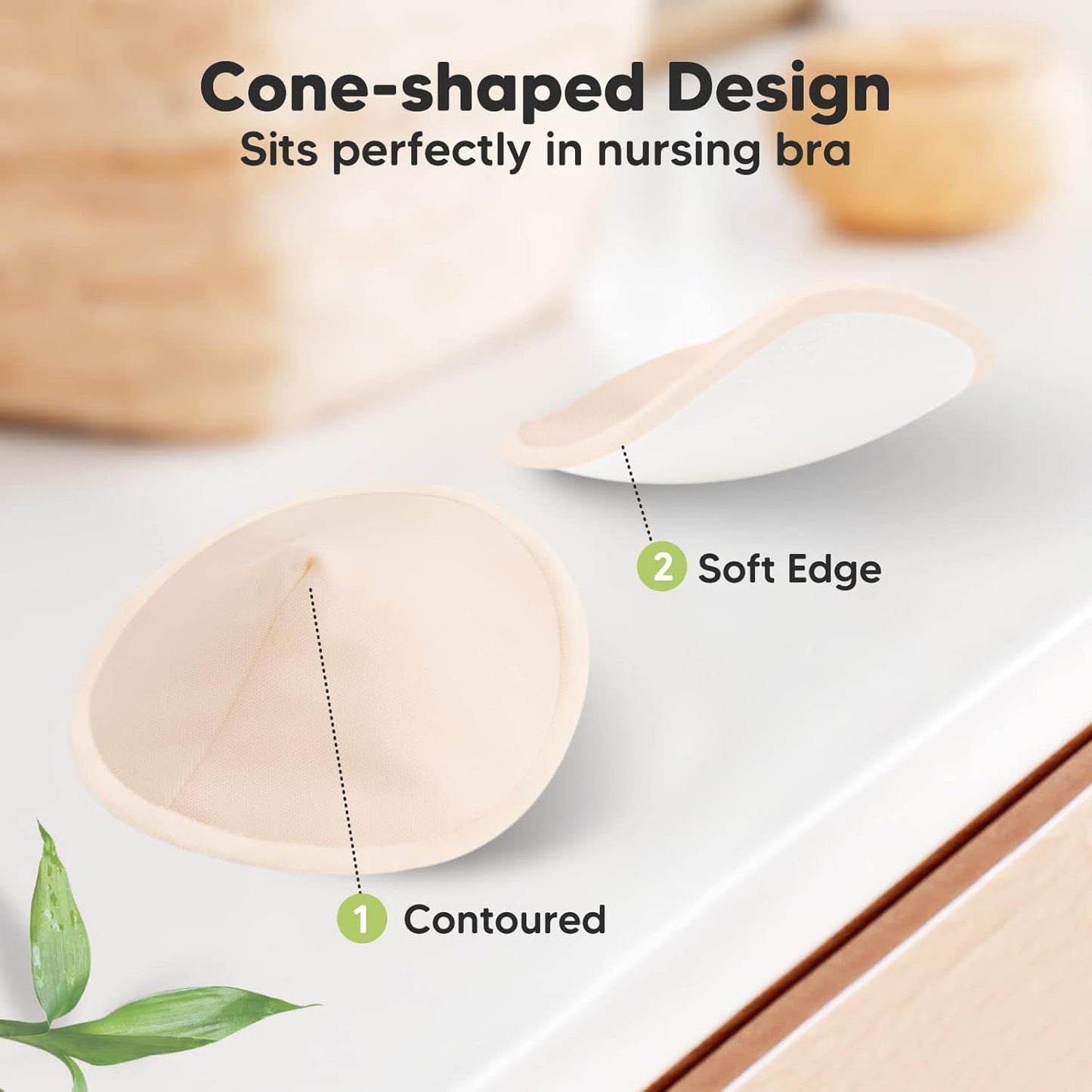 Organic Nursing Pads - 14 Washable Viscose Derived from Bamboo Breastfeeding Pads, Wash Bag, Reusable Breast Pads for Breastfeeding, Nipple Pads for Breastfeeding Essentials(Bare Beige, M 3.9")