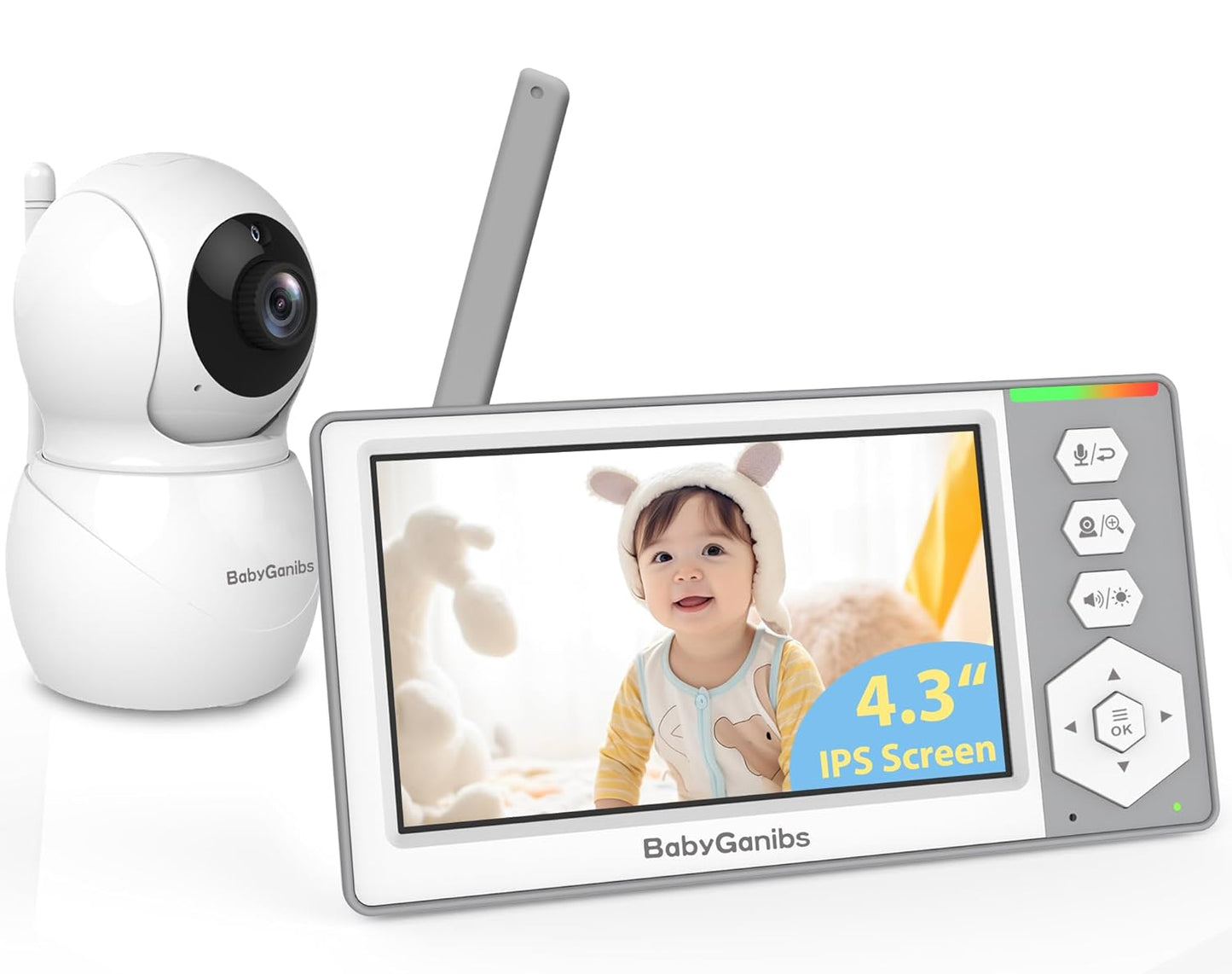Baby Monitor with Camera and Audio, 4.3'' Video Baby Monitor with 1000ft Long Range and 30-Hour Battery, No WiFi,Night Vision, ECO Mode, 2-Way Talk
