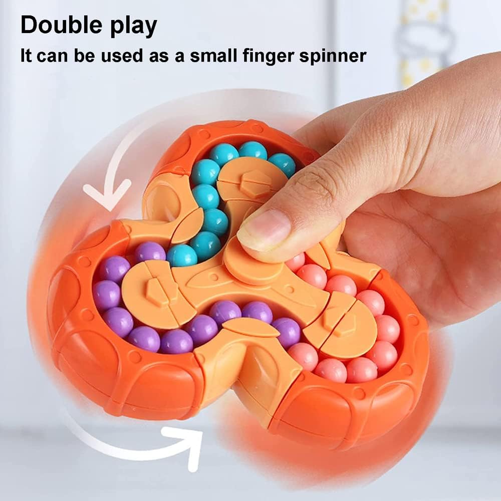 Magic Bean Rotating Brain Teaser Finger Puzzle Toy,Boys Girls Handheld Spinner Stress Anxiety Relief Ball Game Sensory Toys,Gift for Kids Ages 3Above Easter Christmas Birthday New Year