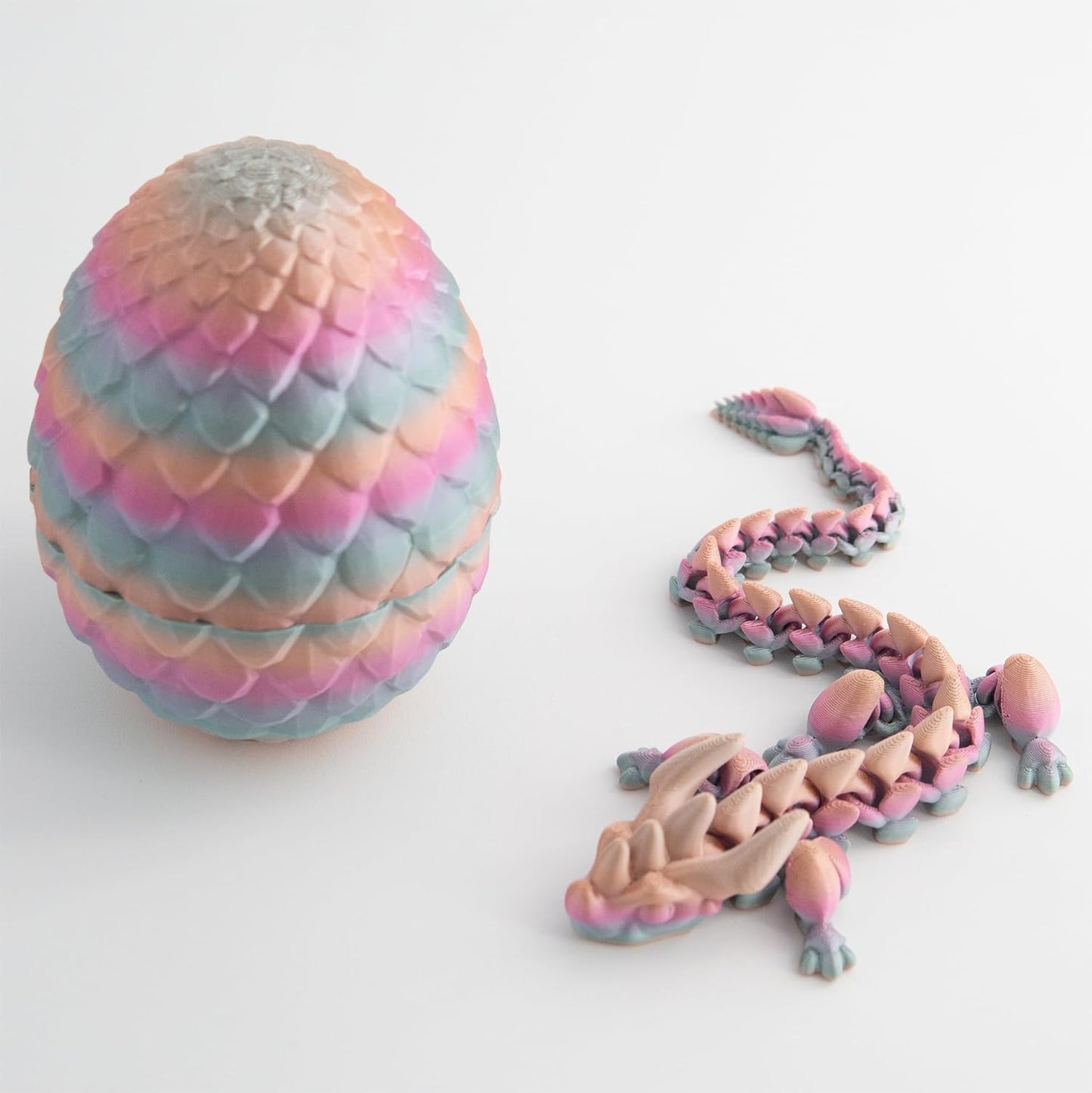 STONESTAR 3D Printed Dragon Fidget Toys, 12" Full Articulated Dragon in Mystery Egg, Home Office Decor Executive Desk Toys Xmas/Easter Gift for Dragon Lovers (Pink)