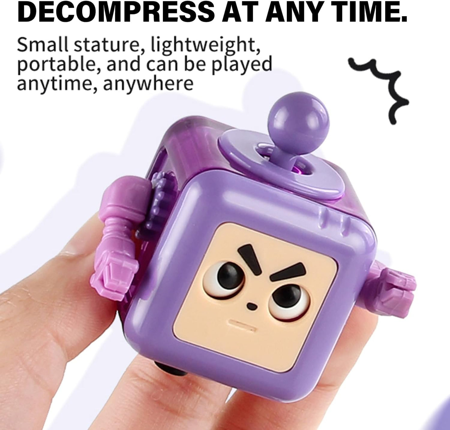 2P Fidget Robot Cube Fidgets Toy, Magic Cube Stress and Anxiety Relief Toys, Fidgets Robot Cube Toy Cube Relaxing Hand-Held for Adults, Killing Time Cool Fidget Block for ADD/ADHD/OCD (Green Purple)