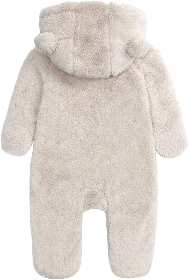 Newborn Baby Snowsuit Fleece Lined Onesie Outfits Warm Hooded Romper for Infant