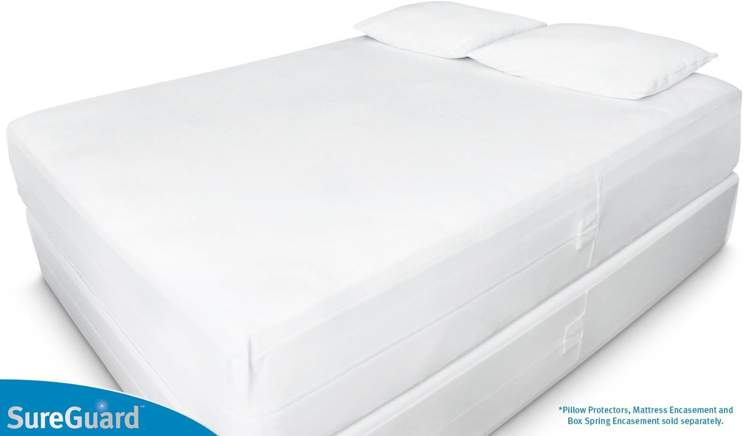 Set of 2 King Size SureGuard Pillow Protectors - 100% Waterproof, Bed Bug Proof, Hypoallergenic - Premium Zippered Cotton Terry Covers
