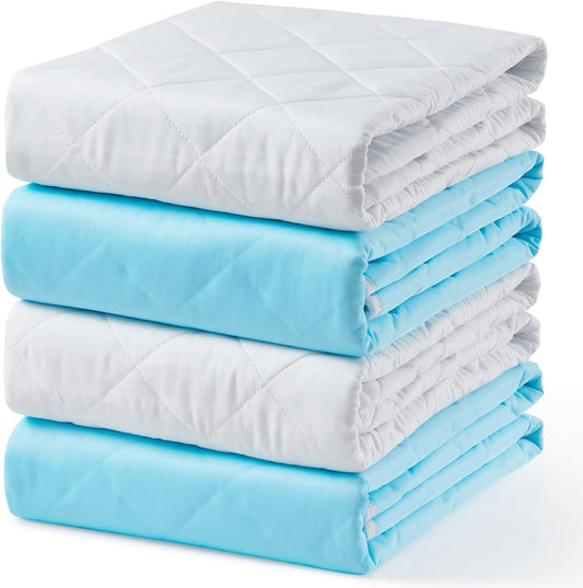 KANECH Washable Waterproof Incontinence Bed Pads - 34"x36"(4Pack) - Heavy Absorbency Reusable Underpads for Adults, Elderly and Kids - Slip Resistant Mattress Protector
