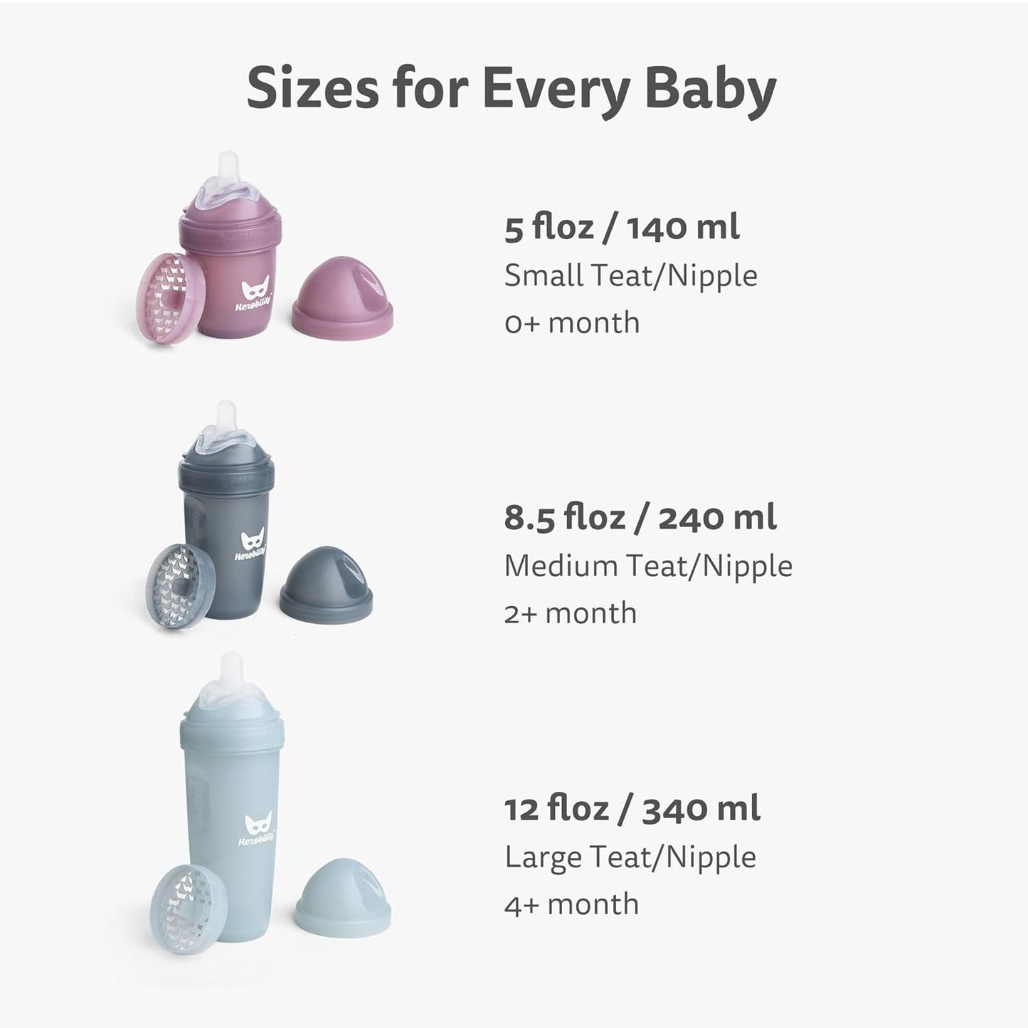Herobility Double Anti-Colic Silicone Nipples, Baby Bottle Teats, Breast Like Shaped Nipples - Fits Herobility's & Eco Baby Bottles | Pack of 2 (Large Size)