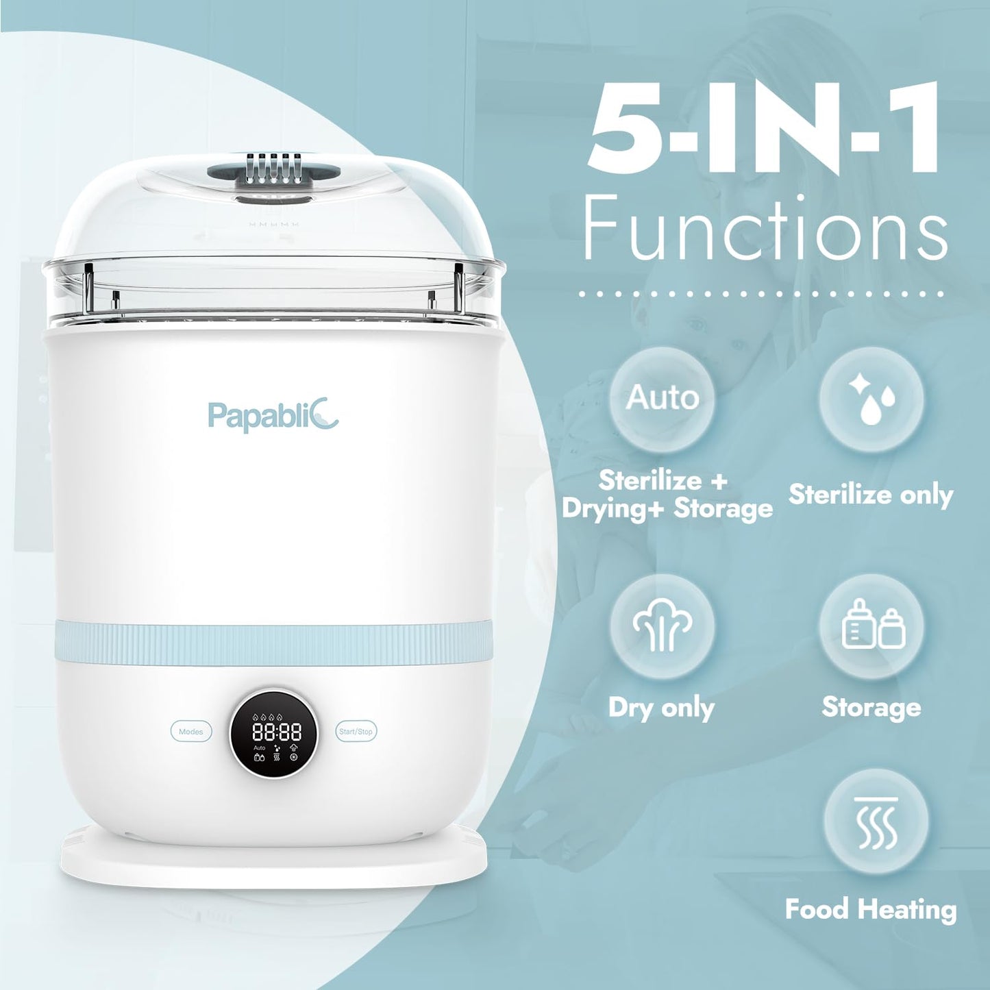 Papablic Bottle Sterilizer and Dryer Pro Max, 13 Bottles Extra-Large Capacity for Big Family, Electric Steam Bottle Sanitizer for Baby Bottles, Parts & Other Newborn Essentials
