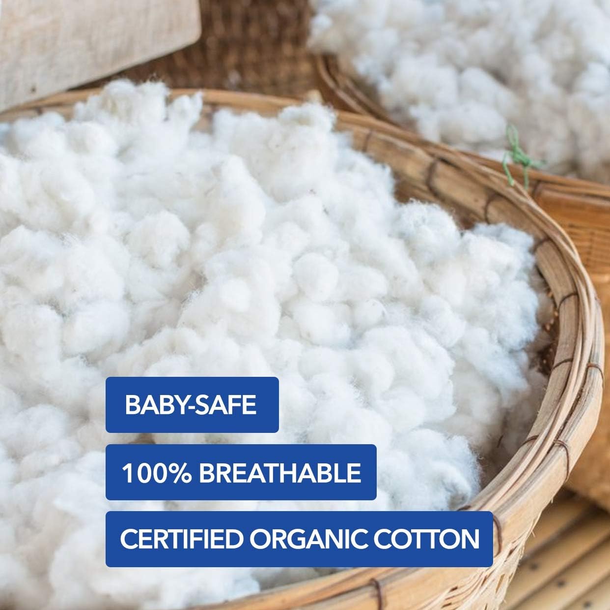 Organic Dream Crib and Toddler Mattress - 100% Breathable Proven to Reduce Suffocation Risk, 100% Washable Cover, Baby + Toddler Bed, GREENGUARD Certified, Hypoallergenic - Deluxe 5"- White