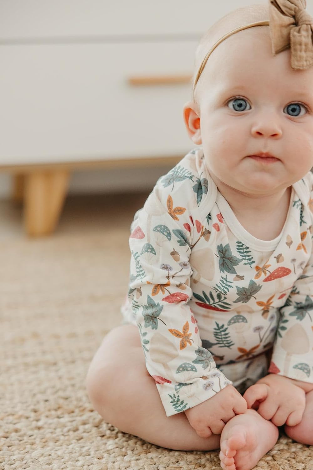 Copper Pearl Long Sleeve Bodysuit Baby: Ultra Soft Baby for Newborns, Boys, and Girls - Stylish, Comfortable, Overlap Shoulders, Premium Knit Fabric - Newborn, Ivy