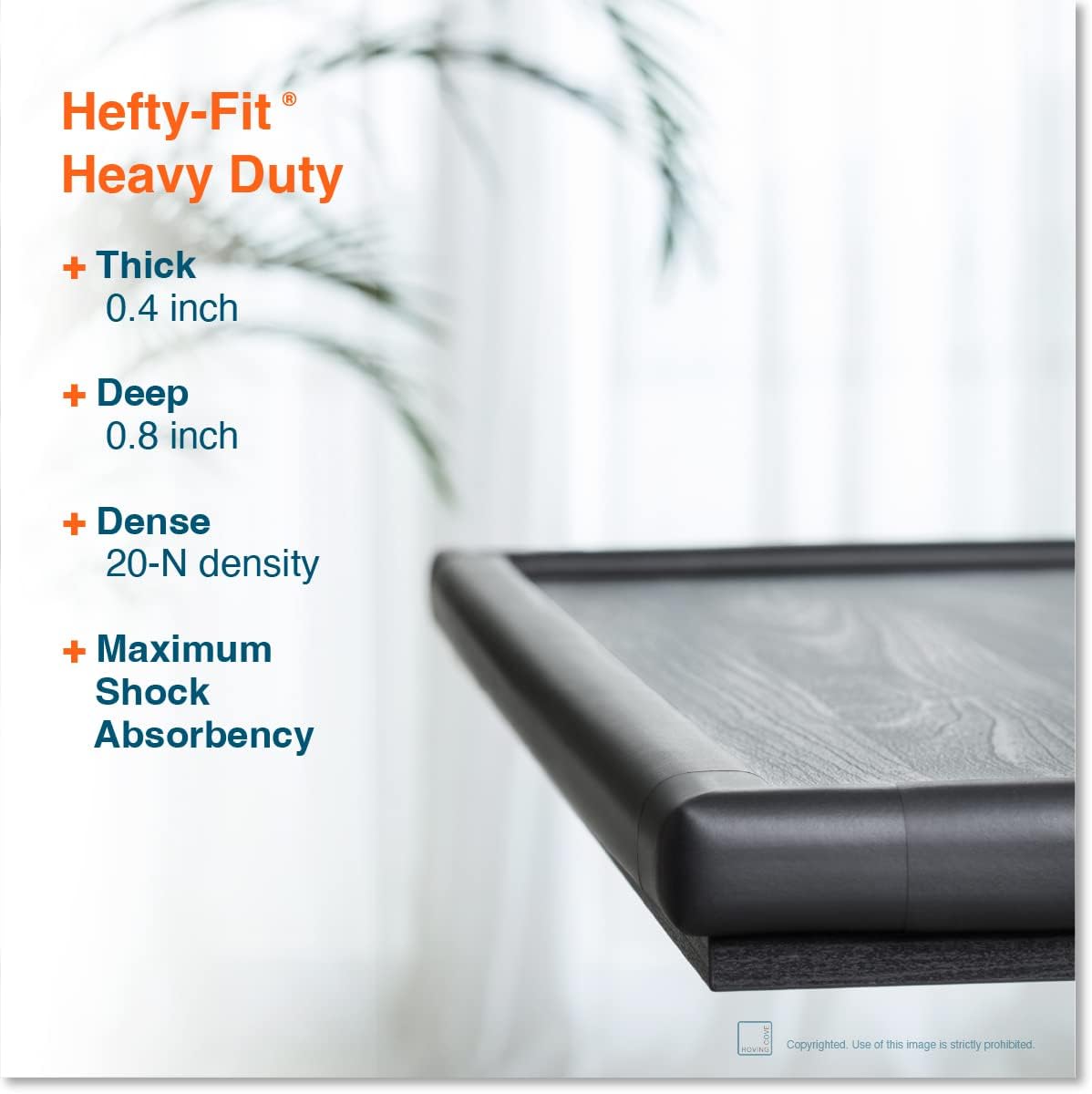 Roving Cove HeftyFit Corner Protector for Baby (16 Large Corners), Heavy-Duty Soft Rubber Foam Furniture Corner Bumper Guards, 3M Adhesive Pre-Taped, Onyx Black