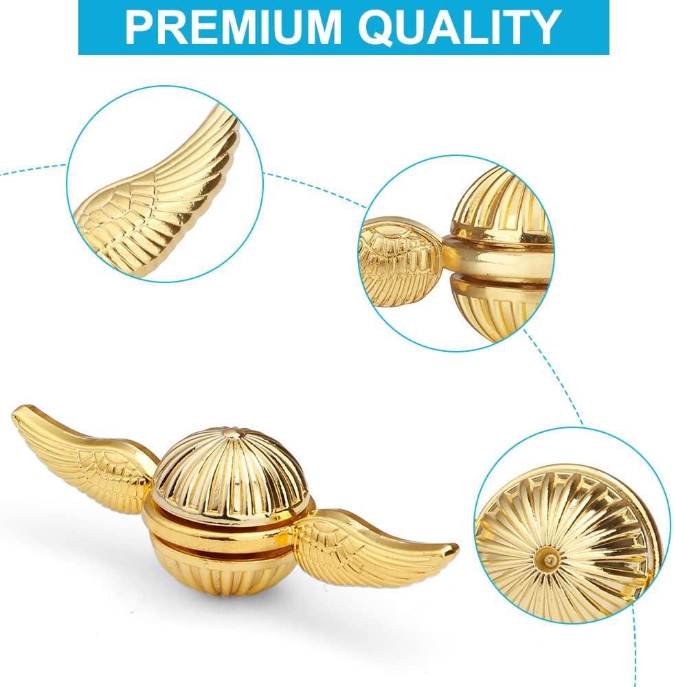 Fidget Hand Spinner Toy for Kids Adults, Sensory Orb Gift for Boys Girls, Ideal Finger Toy for Decoration Collection, Cool Metal Sensory Fidget Gyro Toy(Golden)