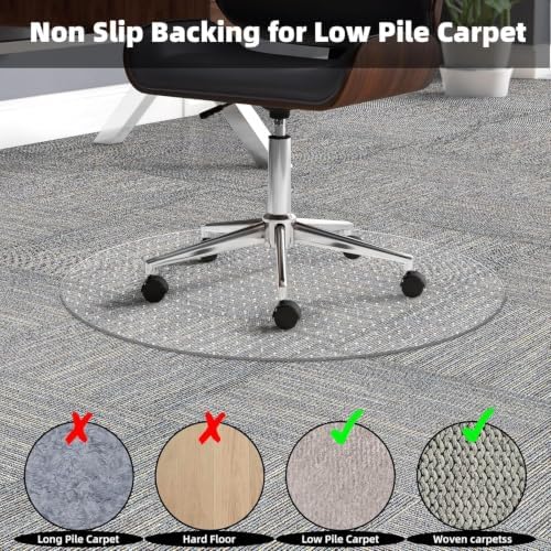 Office Chair Mat for Low-Pile Carpet, 36 in Round - Image 4
