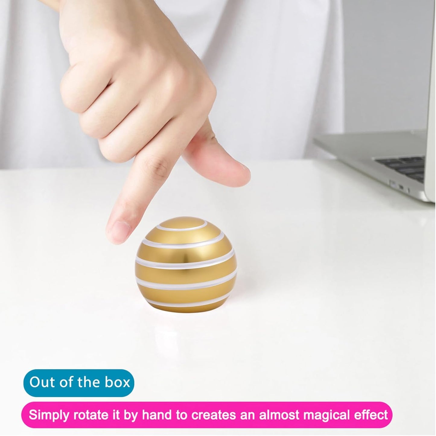 Desk-Toys for Fidget Kinetic-Cool-Gadgets: Cool-Stuff for Kid Children Teen Adult, Optical-Illusion Toy for Office School Home Women Men Christmas Stress-Relief-Gifts 180 Seconds Spinning