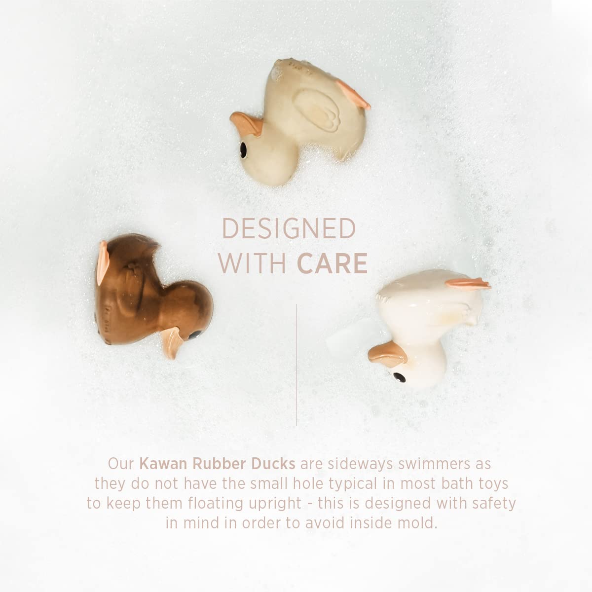 HEVEA Kawan Mini Rubber Duck - 100% Natural Rubber Baby Bath Toy - Eco Friendly, Perfect for Playing, Teething, and Bathing - Mold Free Bath Toys - Golden Ochre