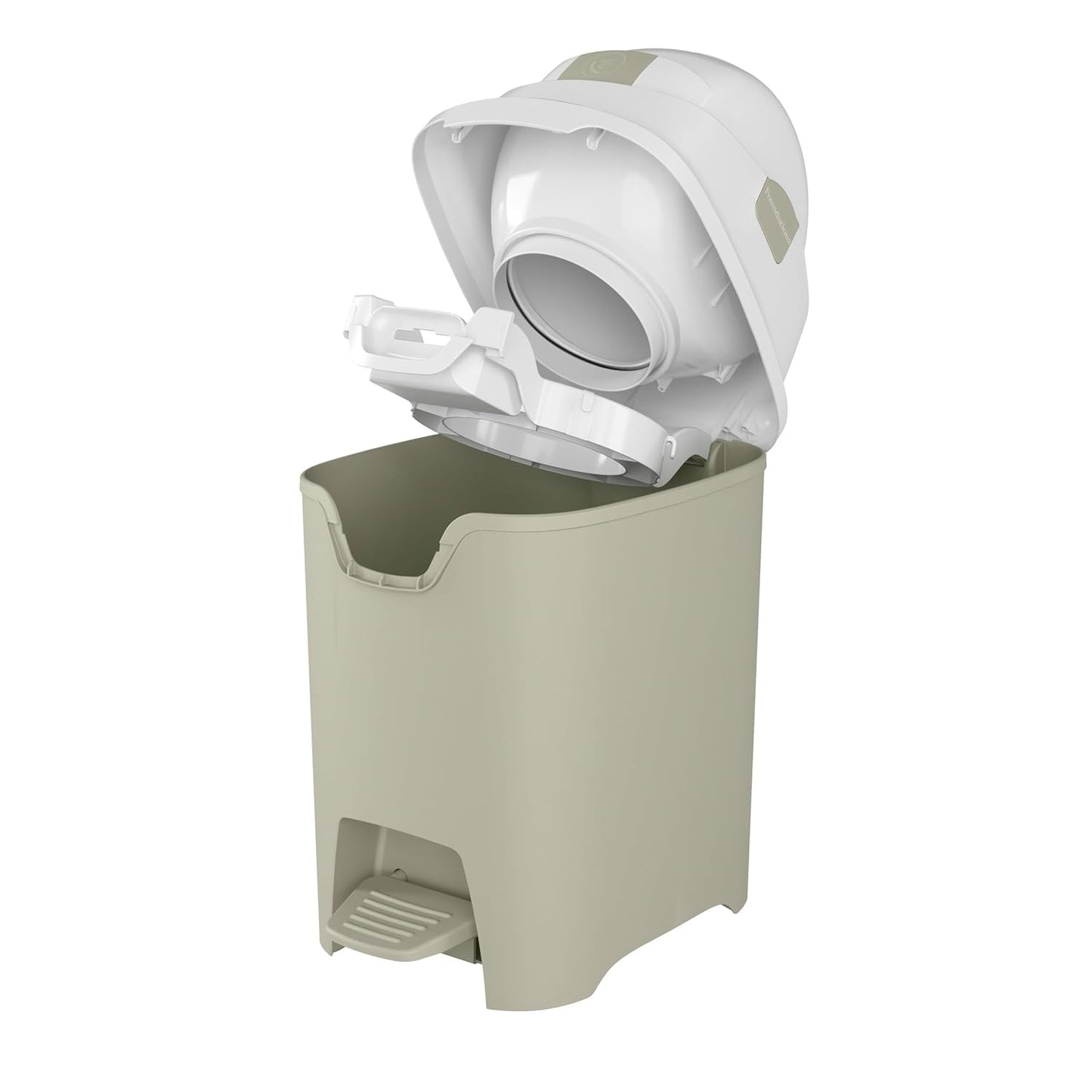 Foundations Mini Hands-Free Diaper Pail with Airtight Lid - Durable & Odorless Diaper Disposal, Large Capacity, Holds up to 30 Newborn Diapers, Refill with Any Bags - Sand