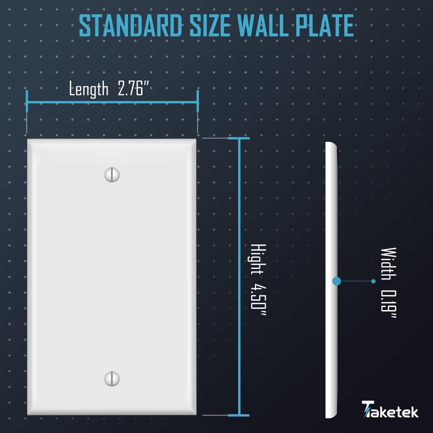 Blank Device Wall Plate, No Outlet Covers, Solid Electrical Cover Single Gang Face plate, Full Plate Cover, White, 20Pack, (YX-WP01-20PACK)