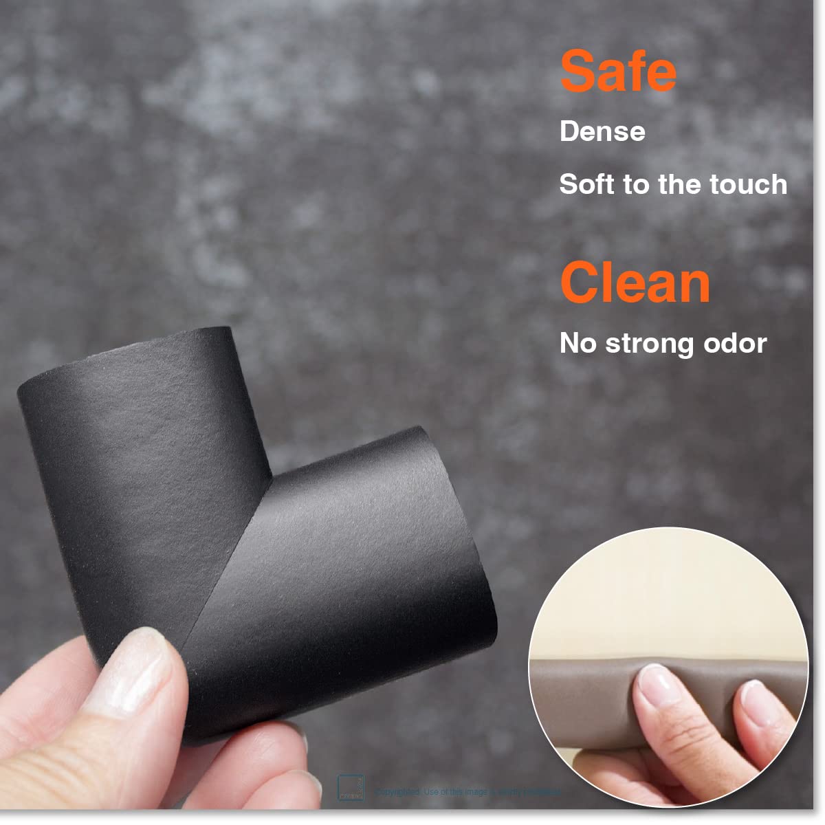 Roving Cove HeftyFit Edge Corner Protector Baby Proofing (Large 18ft Edge 8 Corners), Heavy-Duty, Soft NBR Rubber Foam, Furniture Fireplace Safety Bumper Guard, 3M Adhesive, Onyx Black