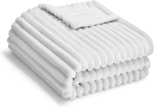 Soft Fleece Baby Blanket Ultra Cozy Grey Baby Blankets for Boys Warm and Lightweight Infant Toddler Newborn Receiving Gift with Reversible Stripes for Crib Stroller, 30x40 Inch, Light Grey