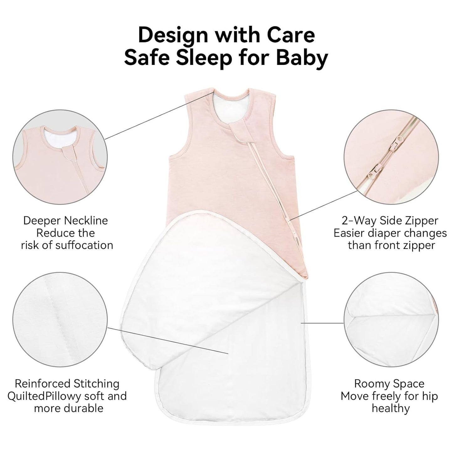 BubblePanda Rayon Made from Bamboo Sleep Sack 6-12 Months 0.5 Tog Soft Lightweight Toddler Sleep Sack for Babies 2-Way Zipper Wearable Blanket Baby 6 Months