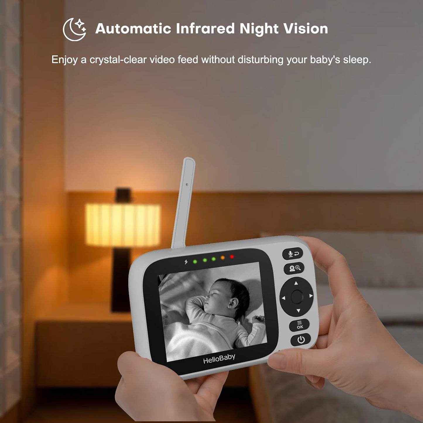 HelloBaby 3.2'' Baby Monitor2 Cameras, Video Audio Baby Monitor No WiFi, Remote Pan-Tilt-Zoom,AUTO Night Vision, ECO, 2-Way Talk,8 Lullabies and 1000ft Range, Temperature, Gifts for Parents and Babies