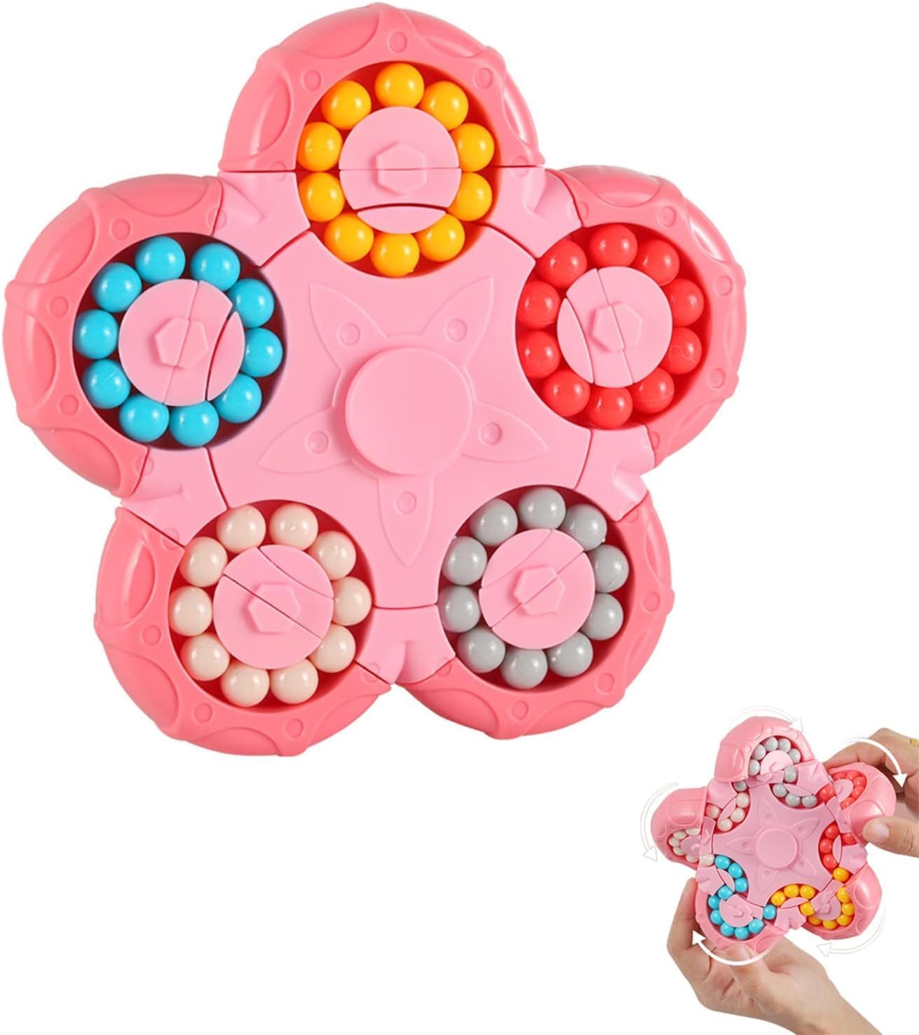 YUDANSI Magic Bean Puzzle Toy, Rotating Magic Bean Fidget Toys 2-in-1, Magic Ball Brain Teaser STEM Game, Gift for Kids Boys Girls Age 3+, 5-7, 8-12, Teen, Adult for Holiday Birthday Graduation Gifts