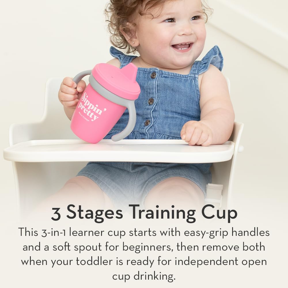 Bella Tunno Sippy Cup, Silicone Training Cup with Transition Handles for Infants, Toddlers & Kids, Babies 6-12 Months & Toddlers 1-3 Years, Boys & Girls, Drink Up Buttercup, 8 oz